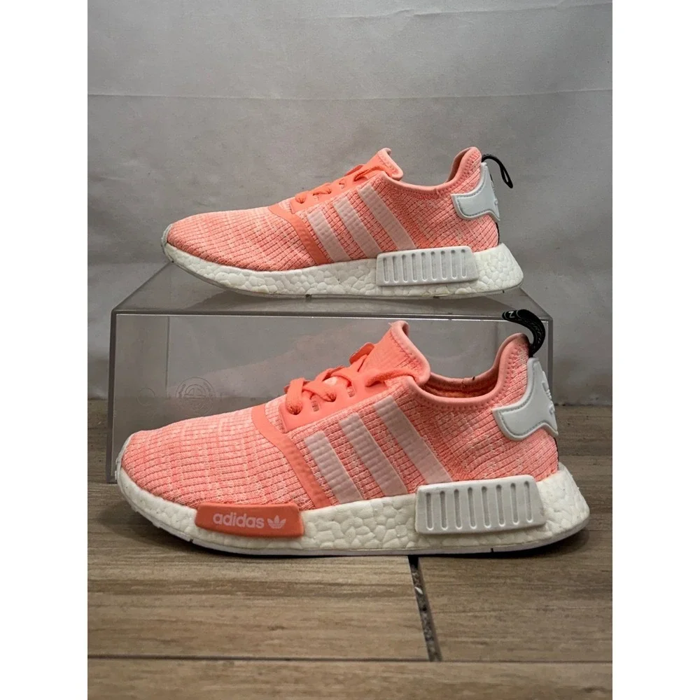 Adidas NMD_R1 Shoes Peach Coral Pink White Boost Women's Size 7.5 FY5608